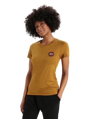 Clove Women's Icebreaker Merino Tech Lite II Short Sleeve Natural Alps T Shirts | USA 1604BEXC